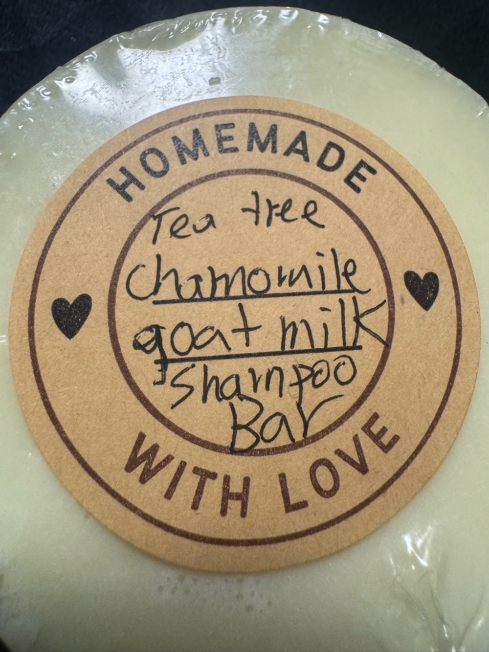Homemade tea tree and Chamomile Goat Milk Shampoo Bar